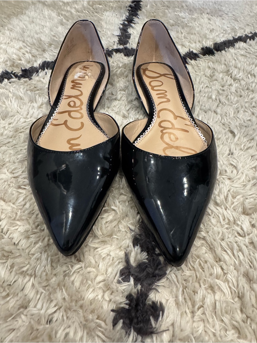 Sam Edelman Rodney Black Patent Leather d'Orsay Pointed Toe Flats Size 9
